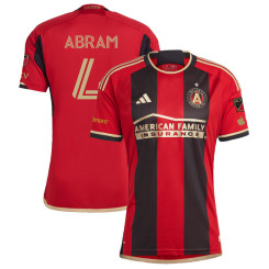 Men's 2023 Atlanta United FC Home Red and Black Abram,Luis - 4 Authentic Jersey