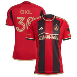 Men's 2023 Atlanta United FC Home Red and Black Chol,Machop - 30 Authentic Jersey