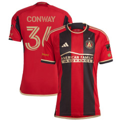 Men's 2023 Atlanta United FC Home Red and Black Conway,Jackson - 36 Authentic Jersey