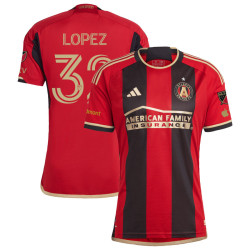 Men's 2023 Atlanta United FC Home Red and Black Lopez,Erik - 32 Authentic Jersey