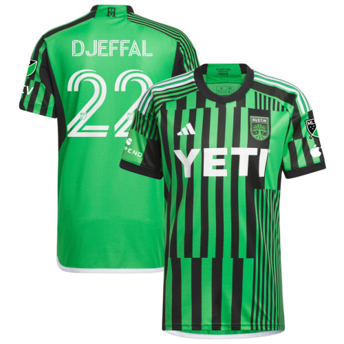 Men's 2023 Austin FC Home Green and Black Djeffal,Sofianne - 22 Authentic Jersey