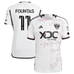 Men's 2023 D.C. United Away White Fountas,Taxiarchis - 11 Authentic Jersey