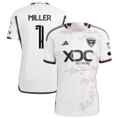 Men's 2023 D.C. United Away White Miller,Tyler - 1 Authentic Jersey