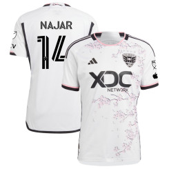 Men's 2023 D.C. United Away White Najar,Andy - 14 Authentic Jersey