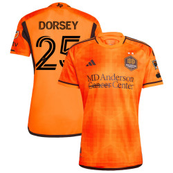 Men's 2023 Houston Dynamo FC Home Orange Dorsey,Griffin - 25 Authentic Jersey