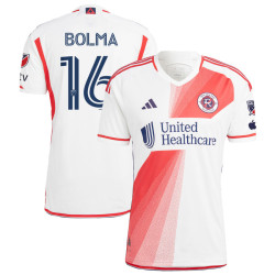 Men's 2023 New England Revolution White and Red Away Bolma,Josh - 16 Authentic Jersey