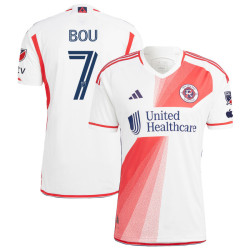 Men's 2023 New England Revolution White and Red Away Bou,Gustavo - 7 Authentic Jersey