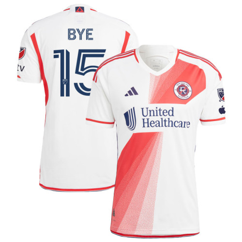 Men's 2023 New England Revolution White and Red Away Bye,Brandon - 15 Authentic Jersey