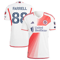 Men's 2023 New England Revolution White and Red Away Farrell,Andrew - 88 Authentic Jersey