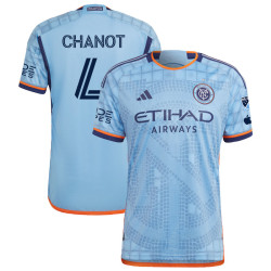 Men's 2023 New York City FC Home Blue Chanot,Maxime - 4 Authentic Jersey
