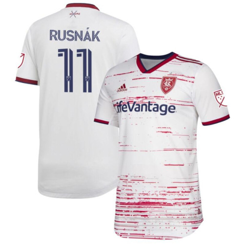 Youth Real Salt Lake #11 Albert Rusnak White 2020/21 Away Customized Player Authentic Jersey